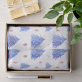 Winter Ice Blue Tree Holly bessen Witte Kerstmis Tissuepapier (Geschenk)