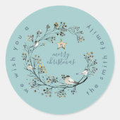 Winter Ice Blue Wreate kerstkaart Ronde Sticker