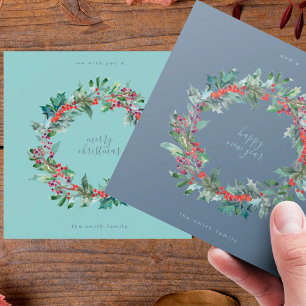 Winter Ice Blue Wreate Kerstmis   Nieuw jaar Feestdagenkaart