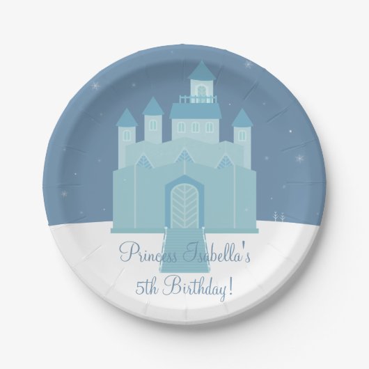 Winter Ice Frozen Palace Princess Birthday Party Papieren Bordje (Voorkant)
