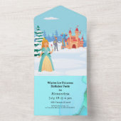 Winter Ice Princess Royal Birthday All In One Uitnodiging (Binnen)