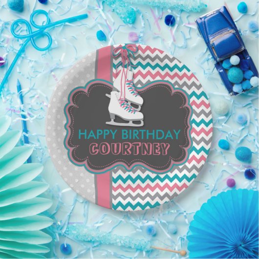 Winter Ice Skating Birthday Party Personalized Papieren Bordje (Feest)