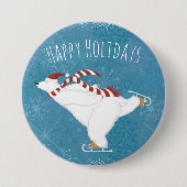 Winter Ice Skating Polar Beer Button (Voorkant)
