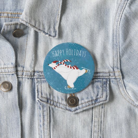Winter Ice Skating Polar Beer Button (In situ)