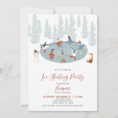 Winter Ice Skating Snow Birthday Party Kaart (Voorkant)