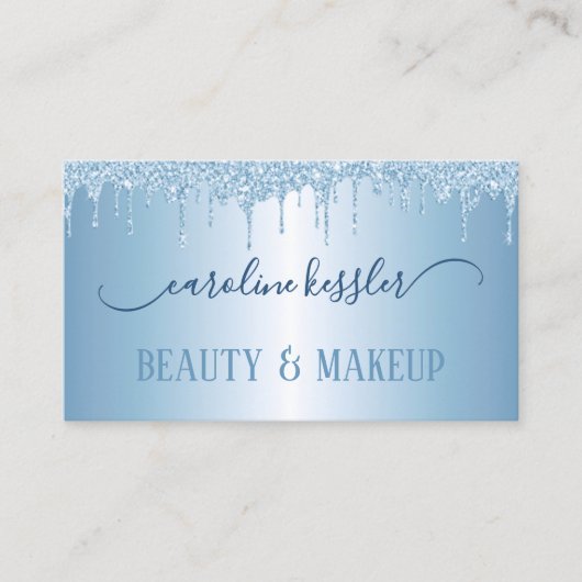 Winter Ice Sky Blue Silver Glitter Sparkles Visitekaartje (Voorkant)