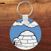 Winter IGLOO SNEE BLUE SKY WHITE CLOUDS CARTOON Sleutelhanger (Voorkant)
