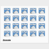 Winter IGLOO SNEE BLUE SKY WHITE CLOUDS CARTOON Vierkante Sticker (Vel)
