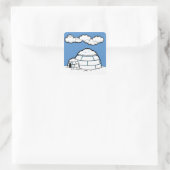 Winter IGLOO SNEE BLUE SKY WHITE CLOUDS CARTOON Vierkante Sticker (Tas)