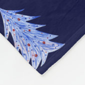 Winter Ijs Blauw Boom Hulst Bessen Marineblauw Ker Fleece Deken (Hoek)