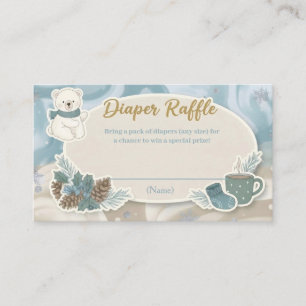 Winter IJsbeer Dennen Baby Shower Luier Raffle  Informatiekaartje