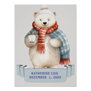 WINTER IJSBEER MET KINDERNAAM Verjaardag Perfect Poster