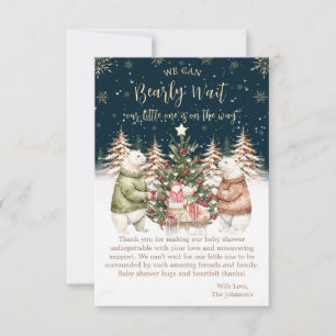 Winter IJsbeer Sneeuwvlok Baby Shower Bedankkaart