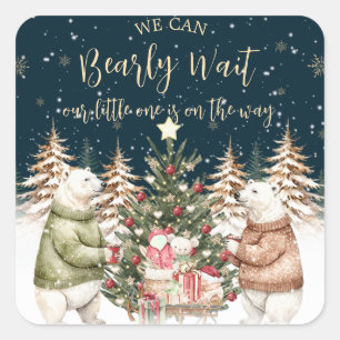 Winter IJsbeer Sneeuwvlok Baby Shower Vierkante Sticker
