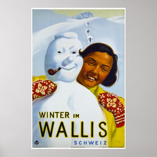 Winter im Wallis, Schweiz, Ski Poster (Devant)