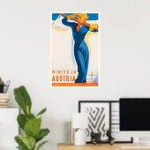 Winter in Austria Vintage Ski Poster - Framed (Bureau à domicile)