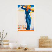 Winter in Austria Vintage Ski Poster - Framed (Cuisine)