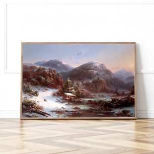 Winter in de bergen poster