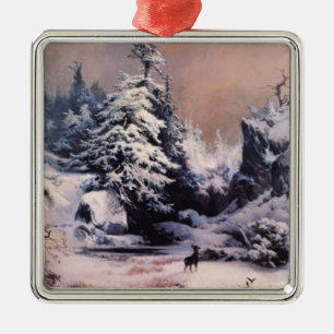 Winter in de Rocky Mountains (door Thomas Moran) Metalen Ornament