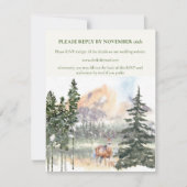 Winter in Evergreen Forest RSVP-kaart Aankondiging (Voorkant)
