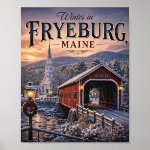 Winter in Fryeburg Maine Vintage Kerstposter Pr Poster
