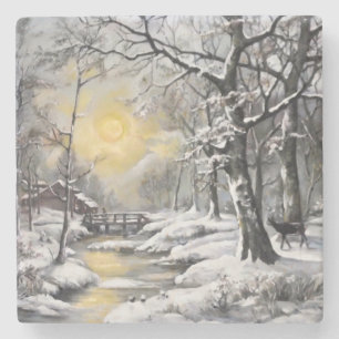 Winter in het bos stenen onderzetter