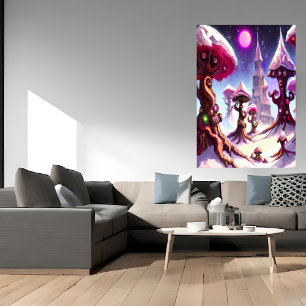 Winter in het champignonwoud AI Art Poster