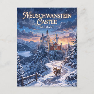 Winter in kasteel Neuschwanstein Duitsland Briefkaart