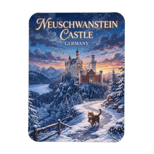 Winter in kasteel Neuschwanstein Duitsland Magneet