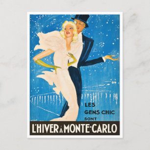 Winter in Monte Carlo Monaco France vintage-reis Briefkaart