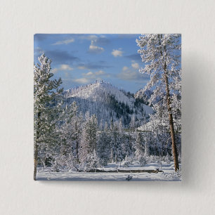 Winter in Nationaal park Yellowstone, Wyoming Vierkante Button 5,1 Cm
