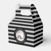 Winter in New England Kerstmis zwarte cirkel Bedankdoosjes (Voorkant Zijde)