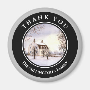 Winter in New England Kerstmis zwarte cirkel Magneet