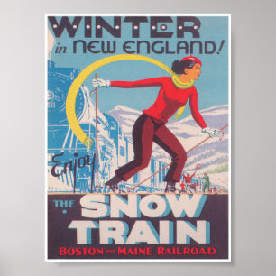 Winter in New England, Snow Train,  Ski Poster