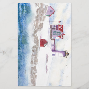 winter in Nubble LIghthouse in Maine Briefpapier