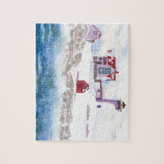 winter in Nubble LIghthouse in Maine Legpuzzel (Verticaal)