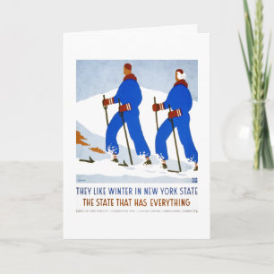 Winter in NY State WPA 1930s Poster Kaart