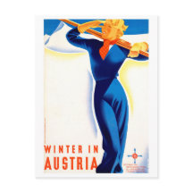 Winter in Oostenrijk, skiën meisje, vintage reis