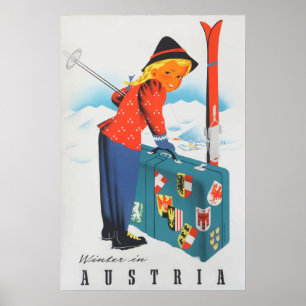 Winter in Oostenrijk Vintage Poster