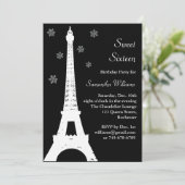 Winter in Parijs Birthday Invite black Kaart (Staand voorkant)