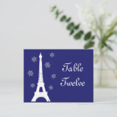 Winter in Paris Table Number Briefkaart indigo (Staand voorkant)