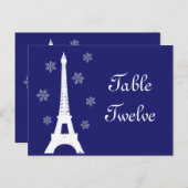 Winter in Paris Table Number Briefkaart indigo (Voorkant / Achterkant)
