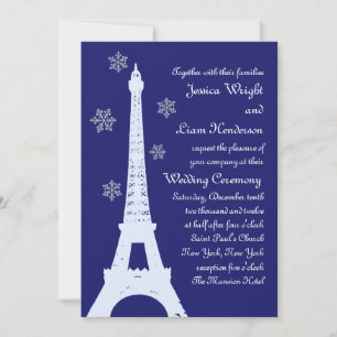 Winter in Paris Wedding Invitation indidigo Kaart