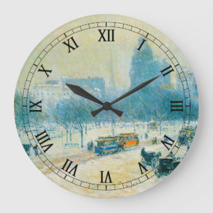 Winter in Union Square door Frederick Childe Hassa Grote Klok