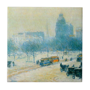 Winter in Union Square van Frederick Childe Hassam Tegeltje