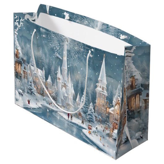 Winter in wonderland Kerstmis Groot Cadeauzakje (Achterkant Gekanteld)