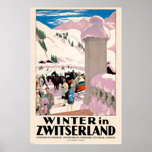 Winter in Zwitserland Zürich Vintage Reiseposter Poster