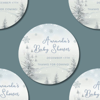Winter is koud buiten Baby shower dank u Ronde Sticker