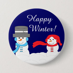 Winter is Sneeuwachtig:  Donkerblauw Ronde Button 7,6 Cm