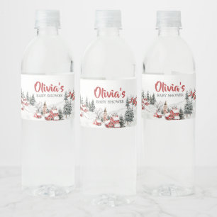 Winter It Take a Village Baby Shower Waterfles Etiket